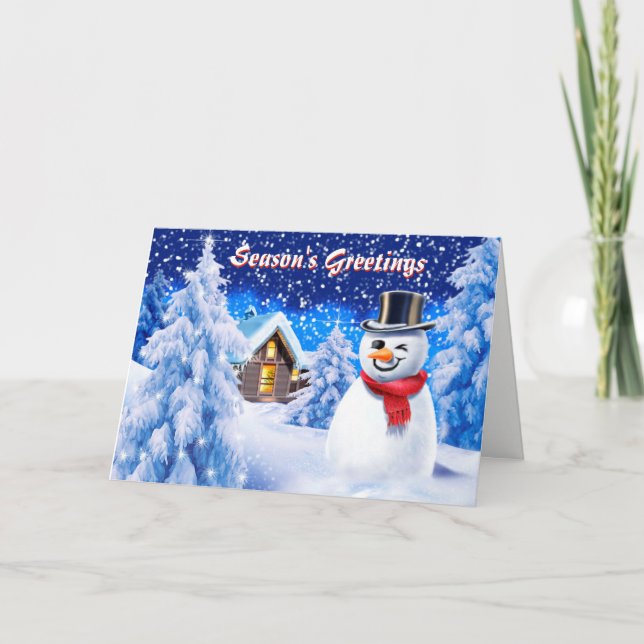 Cartão de natal bonitinho de cena de neve de Neve (Frente)