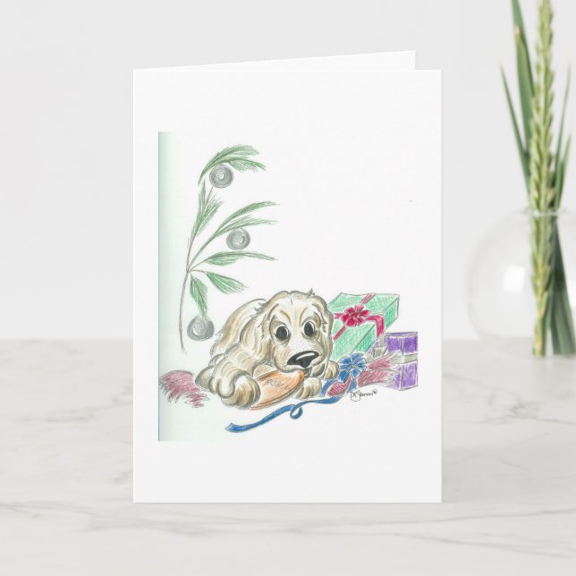 Cartão de Natal bonito de cocker spaniel dos (Frente)