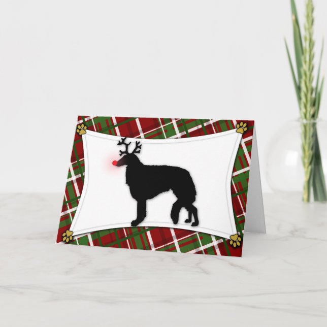Cartão de Natal Borzoi Reindeer (Frente)