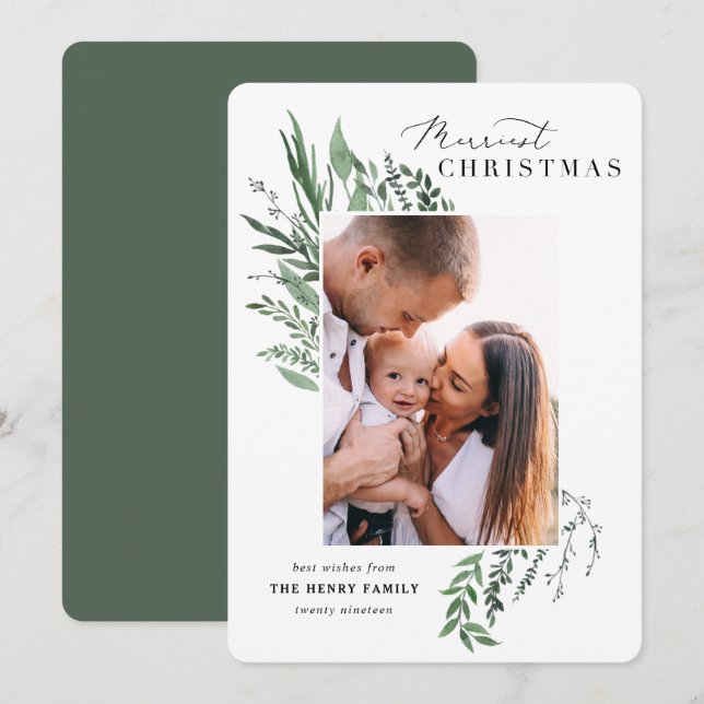 Cartão de natal botânico de natal de Natal Merries (Frente/Verso)