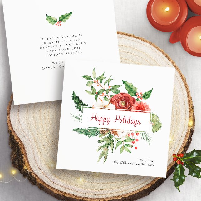 Cartão de Natal Botânico Feliz Férias (Happy Holidays Botanical Christmas Card
)