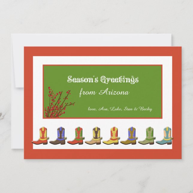 Cartão de Natal Botas em Fila (Frente)