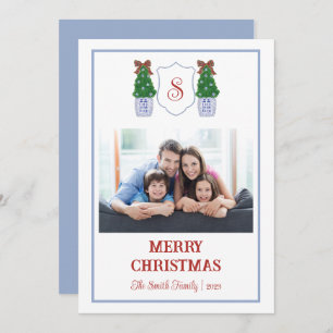 Cartão de Natal Branco E Azul Chinoiserie