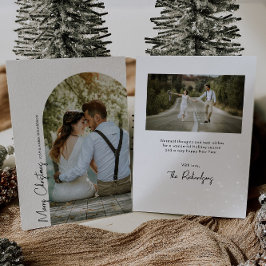 Cartão de Natal branco preto de arco minimalista