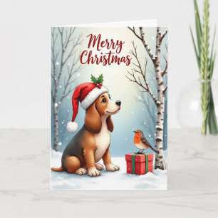 Cartão de Natal Cachorrinho Nevado