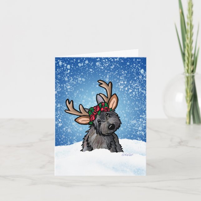 Cartão de Natal Cairn Terrier Reindeer (Frente)