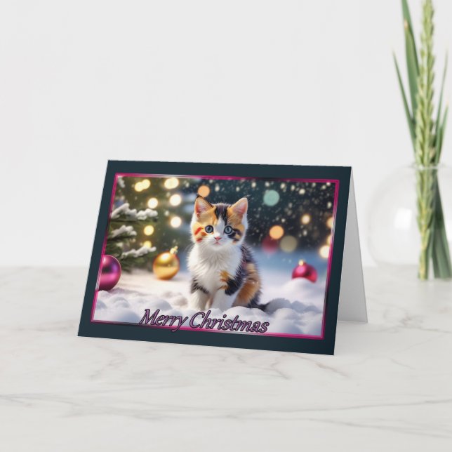 Cartão de Natal Calico Kitten (Frente)