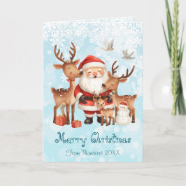 Cartão de Natal caprichoso do Papai Noel e renas