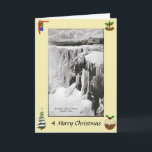 Cartão de Natal - Cataratas Niágara no inverno<br><div class="desc">A imagem neste Cartão de Natal foi reproduzida a partir de um antigo cartão postal de Niagara Falls,  no inverno.</div>