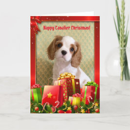 Cartão de Natal Cavalier Spaniel Puppy