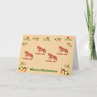 Cartão de Natal Cavalo Arte Fita Vermelha Sininhos