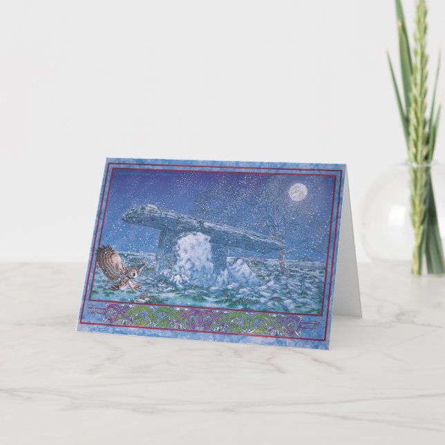 Cartão de Natal Celta Irlandês Pounabrone Dolmen. (Frente)