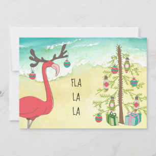 Cartão de Natal Cena da Praia do Flamingo de Féria