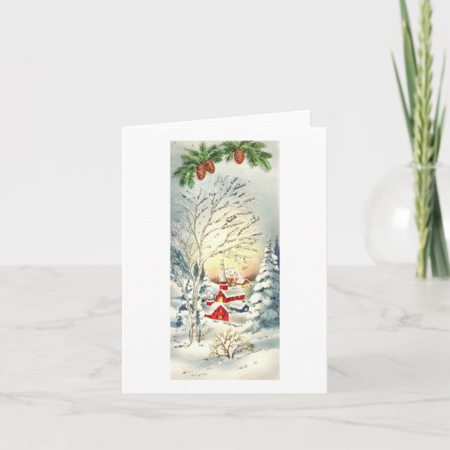 Cartão de Natal Cena de Inverno Vintage (Frente)