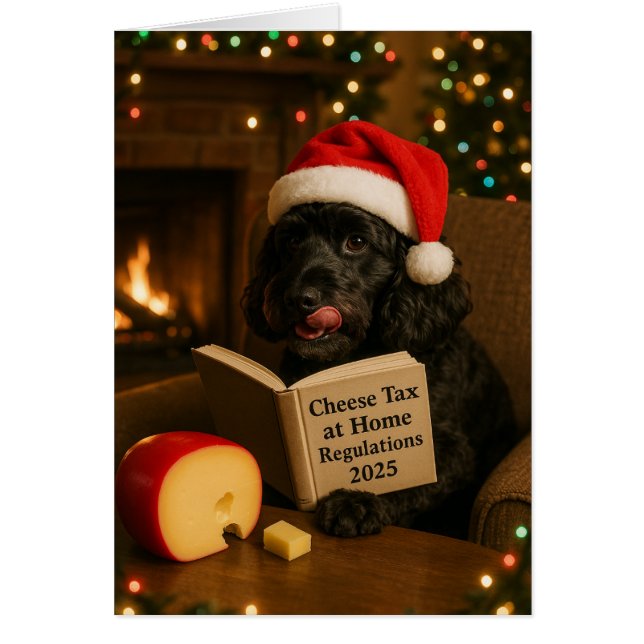 Cartão de Natal 'Cheese Tax' do Cockerpoo (Frente)