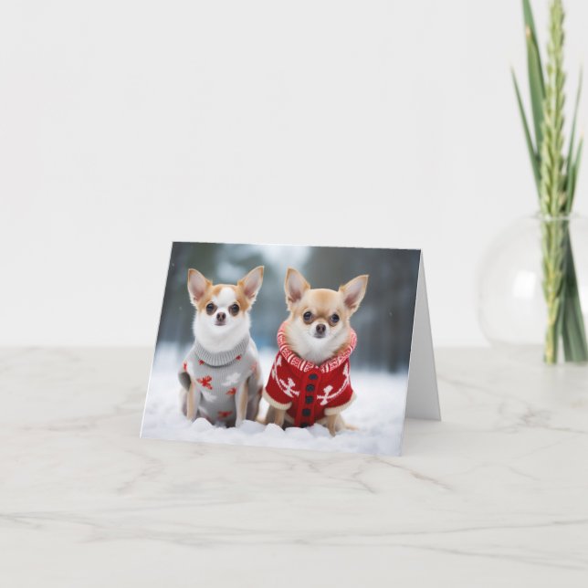 Cartão de Natal Chihuahuas (Frente)