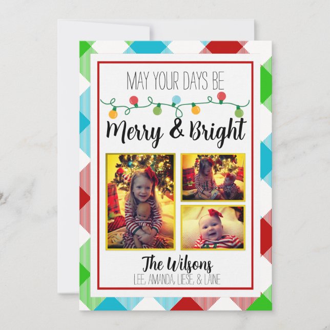 Cartão de Natal Claro e feliz de Natal (Frente)