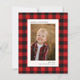 Cartão de Natal Clássico com Plaid Buffalo e Foto