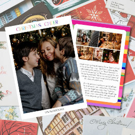 Cartão de Natal Colorido com 6 Fotos para Família