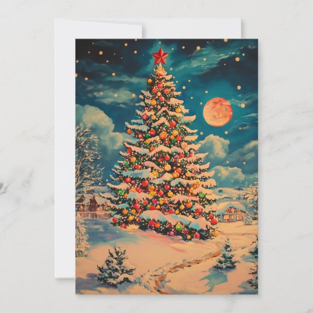 Cartão de Natal Colorido de Árvore (Frente)