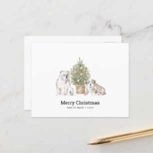 Cartão de Natal com a Família Buldogue Inglesa