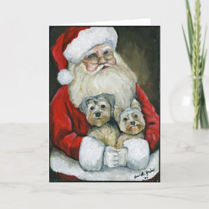 Cartão de Natal com Arte de Cachorro Santa & Yorki