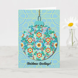 Cartão de Natal com Arte de Ornamento Floral em Es