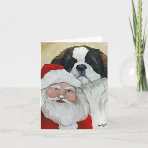 Cartão de Natal com Arte de São Bernardo e Cachorr
