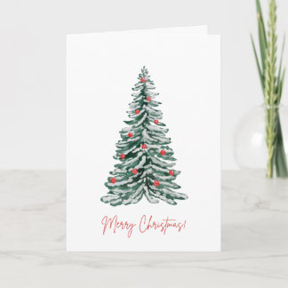 Cartão de Natal com árvore de aquarela