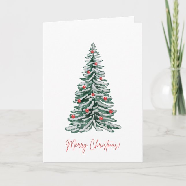 Cartão de Natal com árvore de aquarela (Frente)