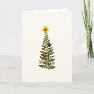 Cartão de Natal com Árvore de Flor Prensada