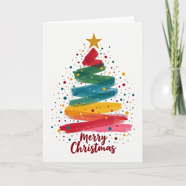 Cartão de Natal com Árvore de Natal Abstrata (Frente)