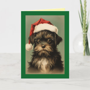 Cartão de Natal com Cachorrinho Vintage usando Cha