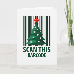 Cartão de Natal com Código de Barras Moderno