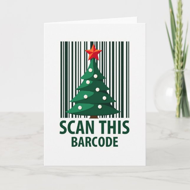 Cartão de Natal com Código de Barras Moderno (Frente)