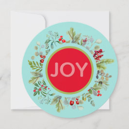 Cartão de Natal com Coroa de Aquarela Alegria de F