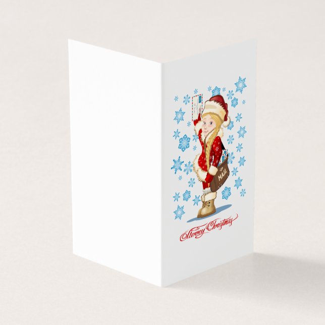 Cartão de Natal com desenho animado Snow Maiden -  (Exterior)