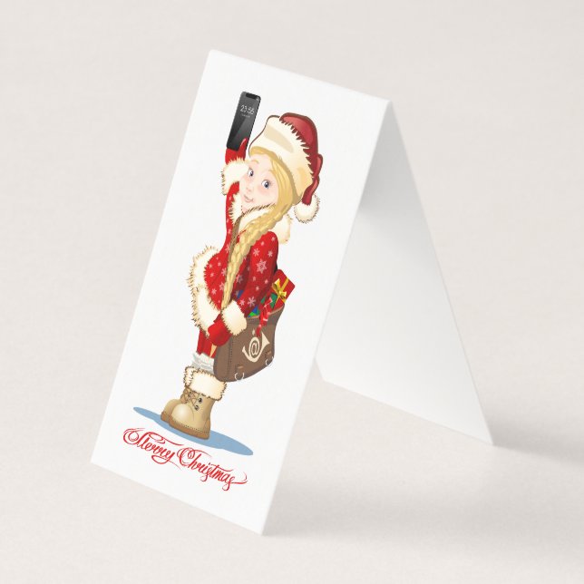 Cartão de Natal com desenho animado Snow Maiden -  (Frente)