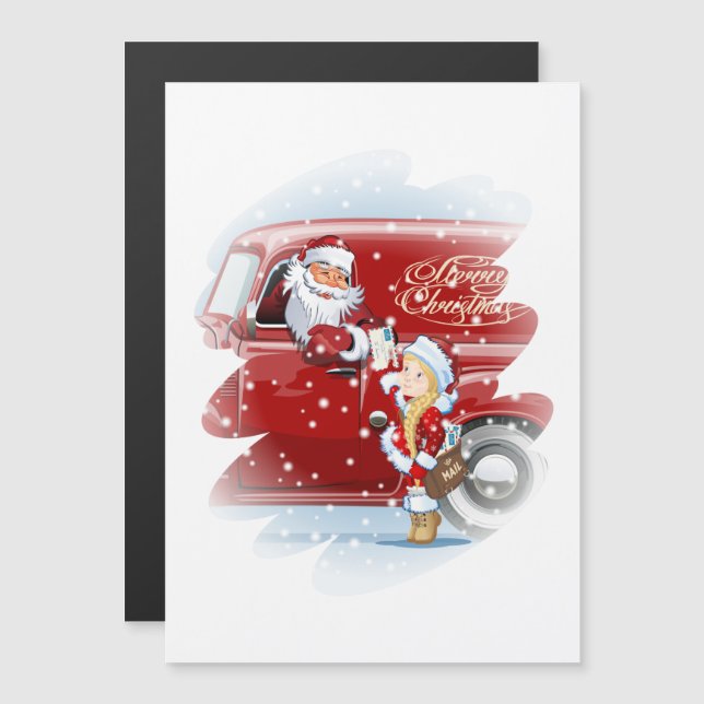 Cartão de Natal com desenho animado Snow Maiden -  (Frente/Verso)