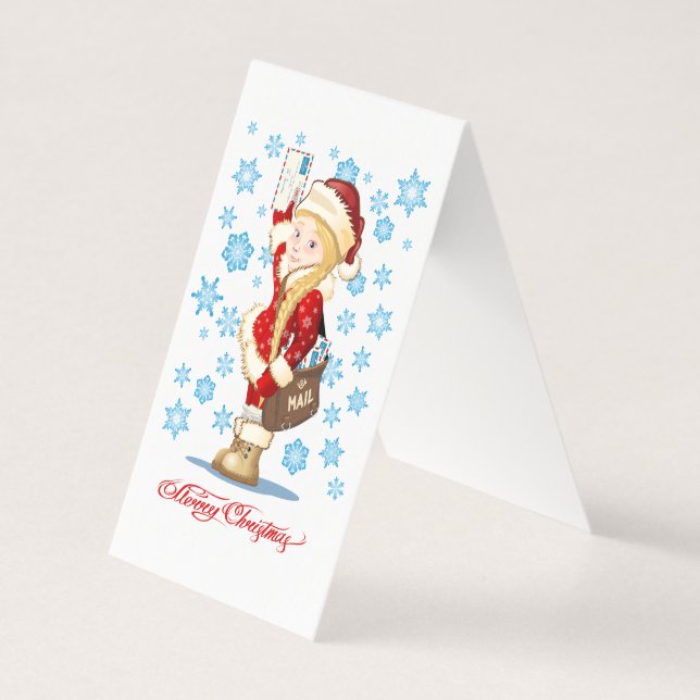 Cartão de Natal com desenho animado Snow Maiden -  (Frente)