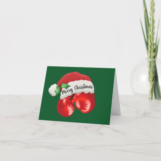 Cartão de Natal com Design de Luvas de Boxe (Frente)