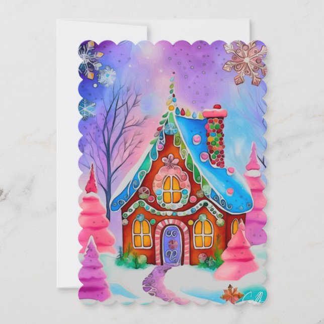 Cartão de Natal com design de pão de gengibre 7 (Frente)