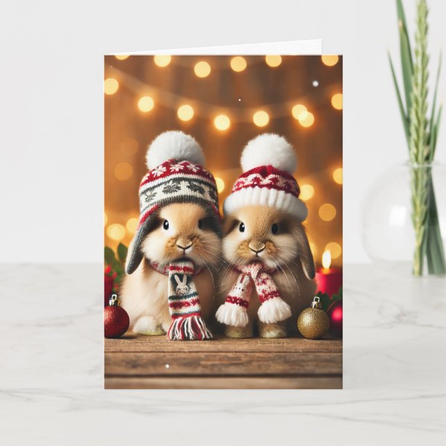 Cartão de Natal com dois coelhos (Frente)
