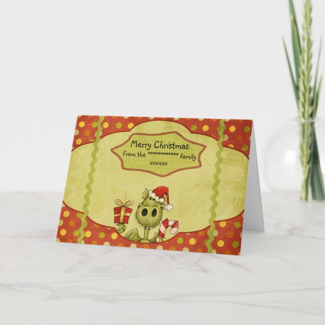Cartão de Natal Com Dragão Bonito Personalizar (Frente)