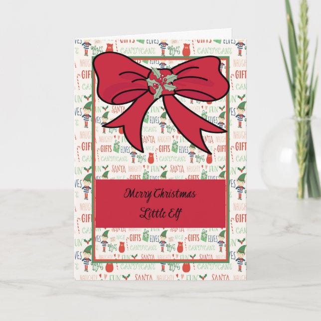 Cartão de Natal com Elfos Pequenos (Frente)