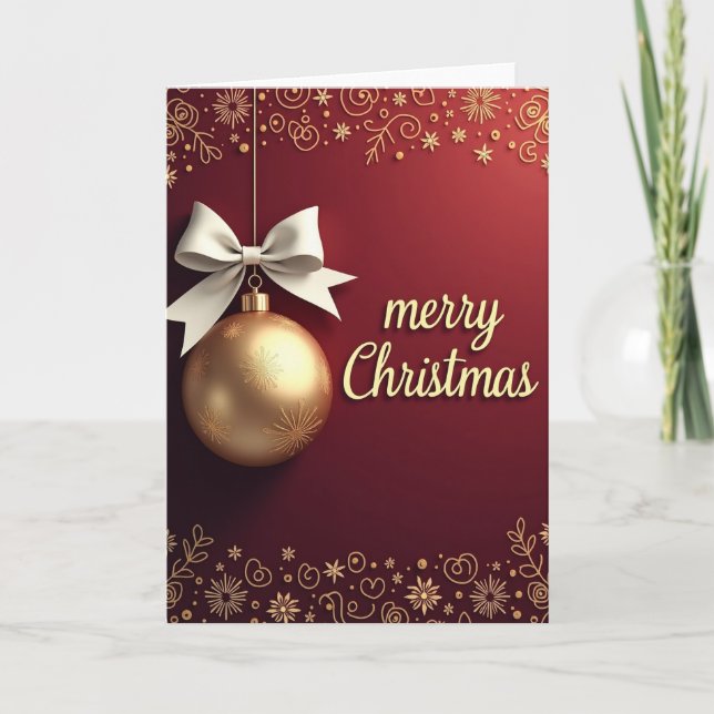 Cartão de Natal com Enfeite Carmesim (Frente)