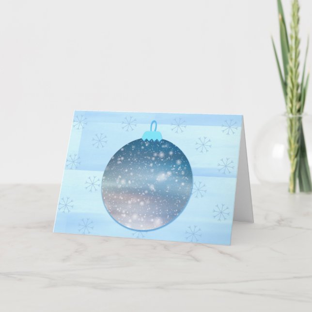 Cartão de Natal com Enfeite de Neve e Floco de Nev (Frente)