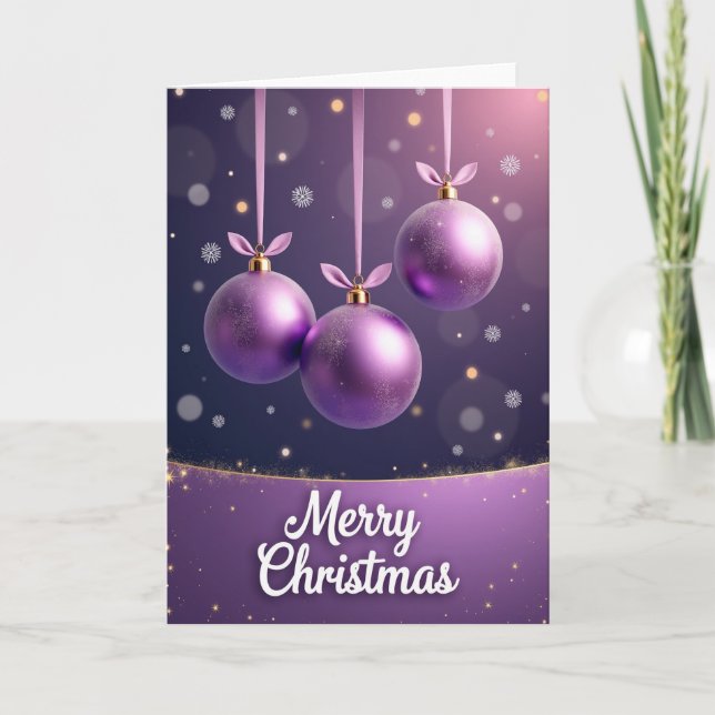 Cartão de Natal com Enfeite Roxo (Frente)