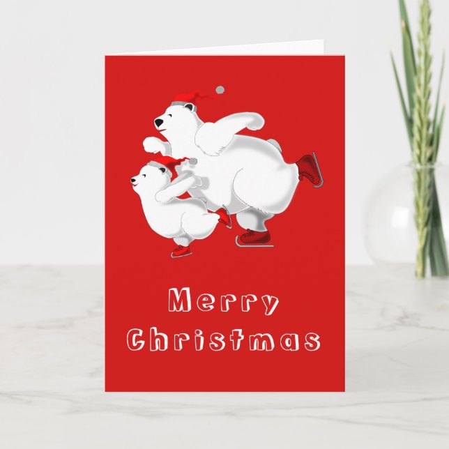 Cartão de Natal com Família de Ursos de Pé (Frente)