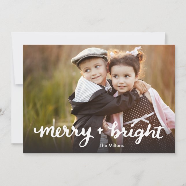 Cartão de Natal com feliz e Bright (Frente)